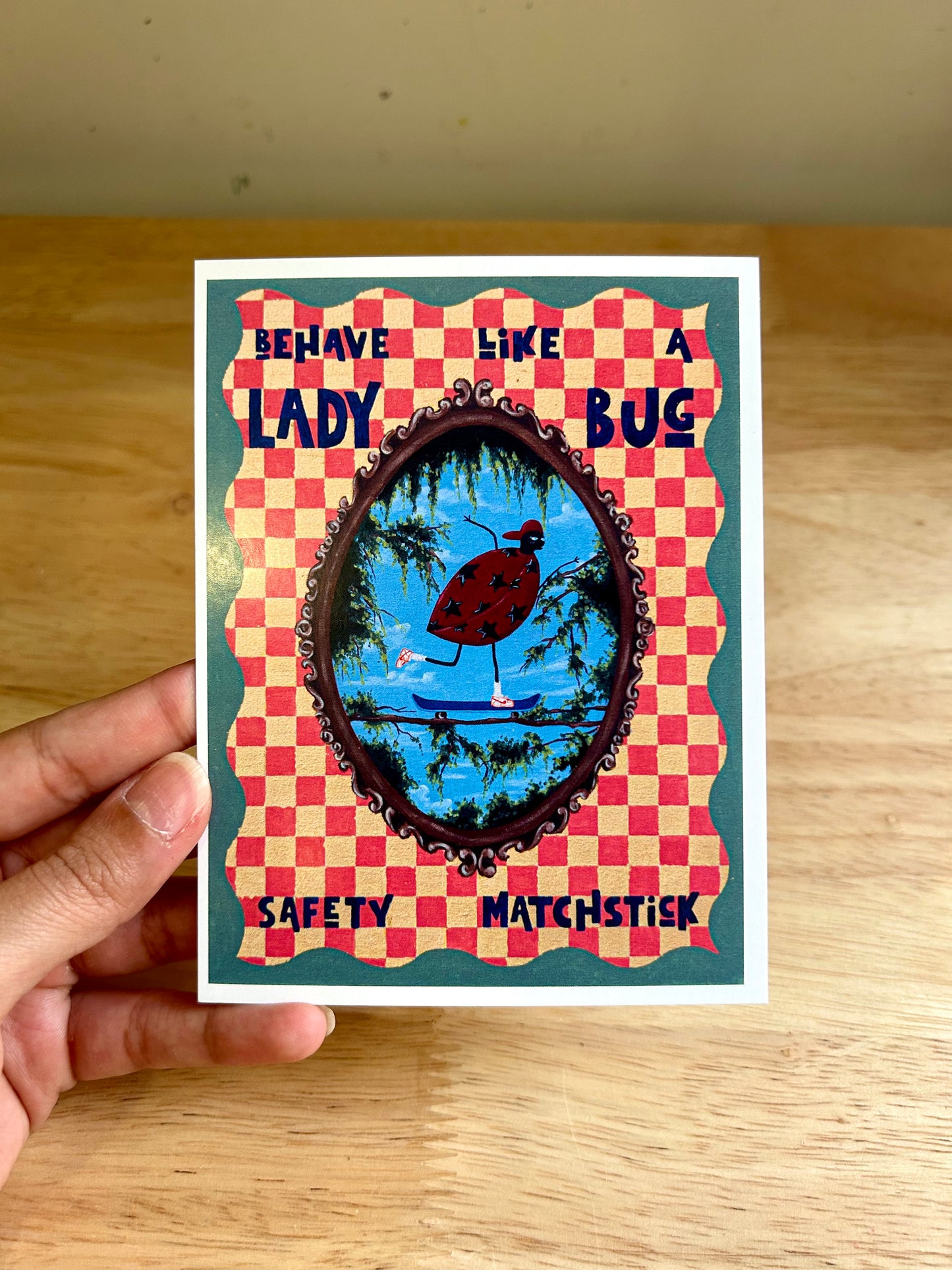 Ladybug on Skateboard | Postcard