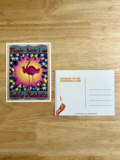 Flamingo on Skates | Postcard