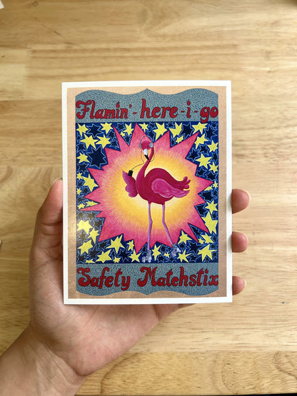 Flamingo on Skates | Postcard